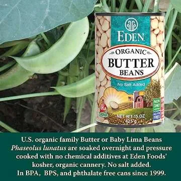 Eden Organic Butter Beans, (Baby Lima Beans), No Salt Added, USA Grown, Non GMO, 15 oz (12-Pack)
