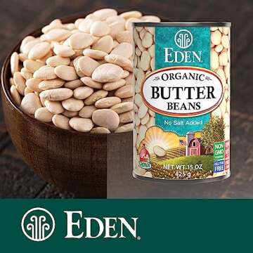 Eden Organic Butter Beans, (Baby Lima Beans), No Salt Added, USA Grown, Non GMO, 15 oz (12-Pack)