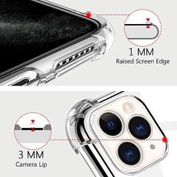 BELONGME Compatible with iPhone 11 Case - [Anti-Yellowing, Scratch Resistant] Shockproof Protective Phone Case Cover with [2-Pack] Tempered Glass Screen Protector for iPhone 11 - Crystal Clear 1