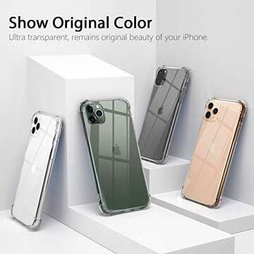 BELONGME Compatible with iPhone 11 Case - [Anti-Yellowing, Scratch Resistant] Shockproof Protective Phone Case Cover with [2-Pack] Tempered Glass Screen Protector for iPhone 11 - Crystal Clear 1
