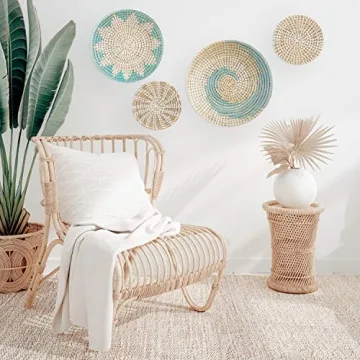 Handmade Green Barn Wall Basket Set - Boho Coastal Decor