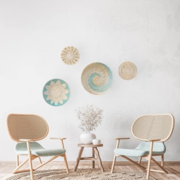 Handmade Green Barn Wall Basket Set - Boho Coastal Decor