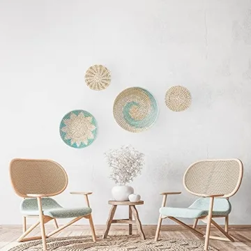 Handmade Green Barn Wall Basket Set - Boho Coastal Decor