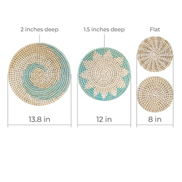 Handmade Green Barn Wall Basket Set - Boho Coastal Decor