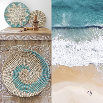 Handmade Green Barn Wall Basket Set - Boho Coastal Decor