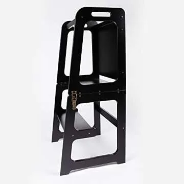 Foldable helper tower - Table & Chair with Chalkboard All-In-One (Black)