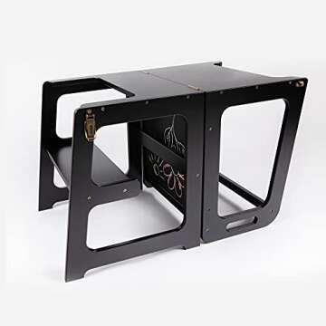 Foldable helper tower - Table & Chair with Chalkboard All-In-One (Black)