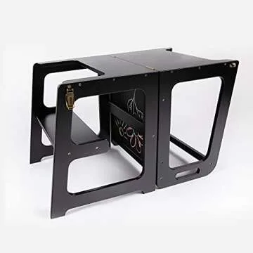 Foldable helper tower - Table & Chair with Chalkboard All-In-One (Black)