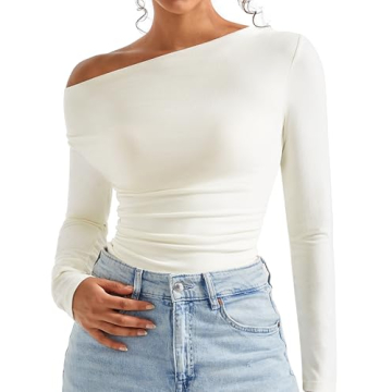 SUUKSESS Women Fall Long Sleeve Off Shoulder Tops Trendy Cowl Neck Going Out Basic Blouses Shirts (W...