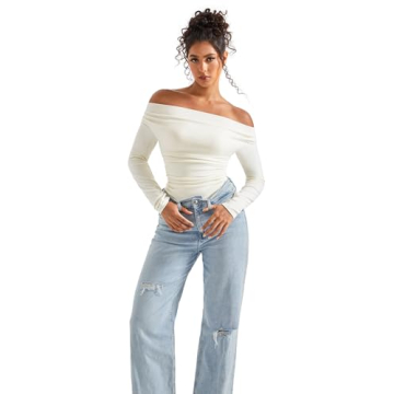 Trendy Off Shoulder Long Sleeve Shirt for Women