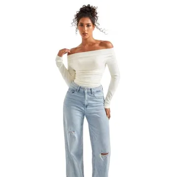 Trendy Off Shoulder Long Sleeve Shirt for Women
