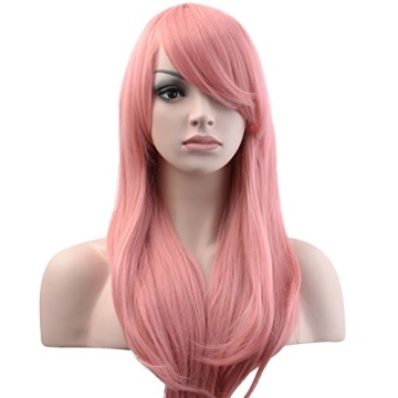 YOPO 28 Inch Long Wavy Pink Wig for Women Cosplay