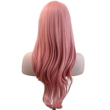 YOPO 28 Inch Long Wavy Pink Wig for Women Cosplay