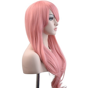 YOPO 28 Inch Long Wavy Pink Wig for Women Cosplay