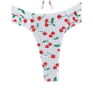 Stylish Cherry Print Strapless Bikini for Women