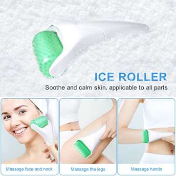 Face Roller for Eye Puffiness Relief Face Roller for Skin Care Large Ice Roller Migraine Body Massage Tool (Green)