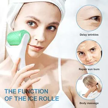 Face Roller for Eye Puffiness Relief Face Roller for Skin Care Large Ice Roller Migraine Body Massage Tool (Green)