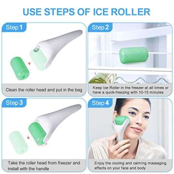 Face Roller for Eye Puffiness Relief Face Roller for Skin Care Large Ice Roller Migraine Body Massage Tool (Green)
