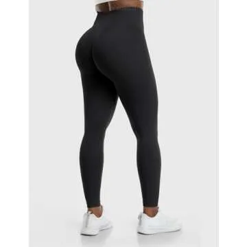 YEOREO Amplify Leggings for Women Seamless Scrunch Leggings Butt Lifting Gym High Waisted Athletic Leggings Black Marl