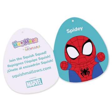 Squishmallows Original Marvel Spidey and His Amazing Friends 10-Inch Spidey HugMees - Medium-Sized Ultrasoft Official Jazwares Plush