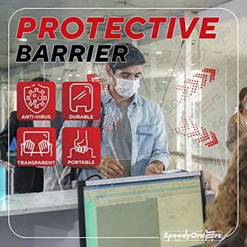 SPEEDYORDERS Protective Sneeze Guard, 1/4" thick 32" x 20" With Opening Clear Acrylic Plexiglass Shield For Counters, Transaction Window for Employers & Customers, Barrier Against Sneezing