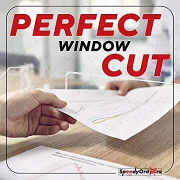 SPEEDYORDERS Protective Sneeze Guard, 1/4" thick 32" x 20" With Opening Clear Acrylic Plexiglass Shield For Counters, Transaction Window for Employers & Customers, Barrier Against Sneezing