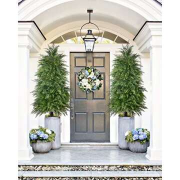 YEMMEN 2 Pack 4ft Artificial Cedar Topiary Trees for Outdoor Front Porch Décor, UV Rated Fake Potted Plants for Indoor and Outdoor Use