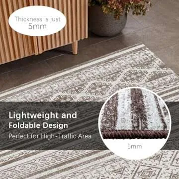 RUGSURE Washable Area Rugs 8' x 10' - 1/6 Thick - Moroccan-Inspired -Stain & Water Resistant Non-Slip - Resistant Rug for Living Room, Bedroom, Nursery, Pet & Child Friendly (Brown)