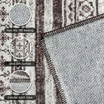 RUGSURE Washable Area Rugs 8' x 10' - 1/6 Thick - Moroccan-Inspired -Stain & Water Resistant Non-Slip - Resistant Rug for Living Room, Bedroom, Nursery, Pet & Child Friendly (Brown)
