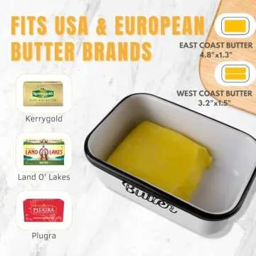 Granrosi Farmhouse Butter Dish - Retro Airtight Butter Container with Lid; Covered Butter Holder; Fr...