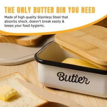 Granrosi Farmhouse Butter Dish - Retro Airtight Butter Container with Lid; Covered Butter Holder; Fridge & Countertop Use