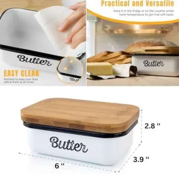 Granrosi Farmhouse Butter Dish - Retro Airtight Butter Container with Lid; Covered Butter Holder; Fridge & Countertop Use