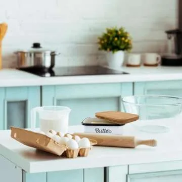 Granrosi Farmhouse Butter Dish - Retro Airtight Butter Container with Lid; Covered Butter Holder; Fridge & Countertop Use