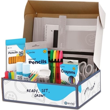 Enday Back to School Supplies for Kids, Grey School Supply Box Grades K-5, Premium Quality Kids Scho...