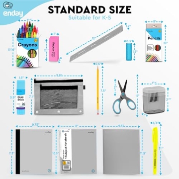 Enday School Supplies Kit 71 Piece Set K-5 Premium Quality