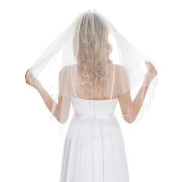 emondora 2-Tier Wedding Veil Ivory Beaded Bridal Veil Short Wedding Veil With Rhinestones Bachelorette Veil For Bride