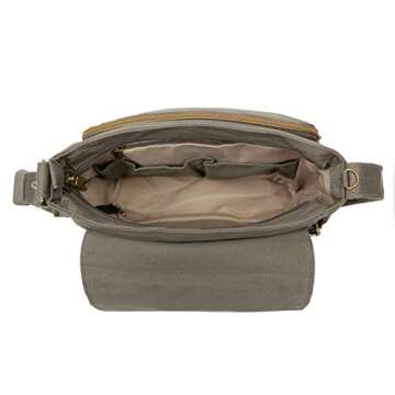 Travelon Anti-Theft Courier Tour Bag, Stone Gray, One Size