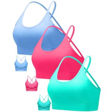 RUNNING GIRL Sports Bras for Women,High Support Seamless Padded Strappy Sports Bras for Women 3 Pack...