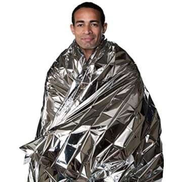 RESCUE GUARD Emergency Thermal Blankets, 10 Pack, Waterproof, Heat-Reflective, Compact & Durable Weather Emergency Protection