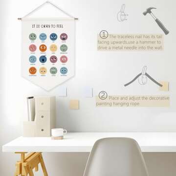 It is Okay to Feel-Toddler Room Essentials Wall Hanging,Playroom Decor,Nursery Decor,Toddler Room Decor,Educational Wall Art,Classroom Decor,Kids Wall Sign Decor Gift