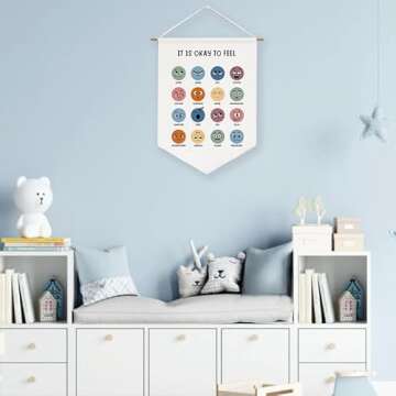 It is Okay to Feel-Toddler Room Essentials Wall Hanging,Playroom Decor,Nursery Decor,Toddler Room Decor,Educational Wall Art,Classroom Decor,Kids Wall Sign Decor Gift