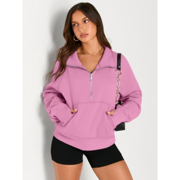 Stylish AUTMET Half Zip Cropped Hoodie for Women