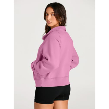 Stylish AUTMET Half Zip Cropped Hoodie for Women