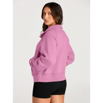 Stylish AUTMET Half Zip Cropped Hoodie for Women