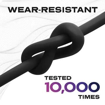 Statik TsumoCharge USB C to USB C Cable 100W Fast Charging Cable - Heavy-Duty Unbreakable Silicone, Supports Data Transfer Type C to Type C Cable, Cord Wrap Organizer Included, 6FT/2M, Black