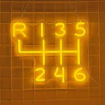 Car Gearbox Neon Sign, Neon Manual Gearbox Design Gifts for Dad, LED Garage Lamp Neon Lights for Wal...