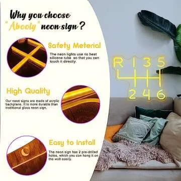 Car Gearbox Neon Sign, Neon Manual Gearbox Design Gifts for Dad, LED Garage Lamp Neon Lights for Wall Decor, Man Cave Garage Decor, USB Neon Sign for Auto Room Garage Repair Shop Gifts for Husband