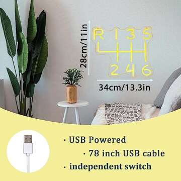 Car Gearbox Neon Sign, Neon Manual Gearbox Design Gifts for Dad, LED Garage Lamp Neon Lights for Wall Decor, Man Cave Garage Decor, USB Neon Sign for Auto Room Garage Repair Shop Gifts for Husband