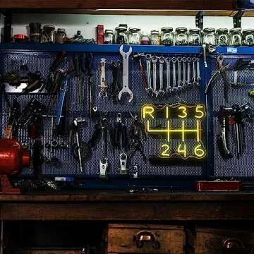 Car Gearbox Neon Sign, Neon Manual Gearbox Design Gifts for Dad, LED Garage Lamp Neon Lights for Wall Decor, Man Cave Garage Decor, USB Neon Sign for Auto Room Garage Repair Shop Gifts for Husband