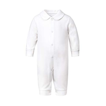 Pureborn Baby Jumpsuit - Organic Cotton Long Sleeve Baptism Romper